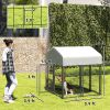 Welded Wire Outdoor Dog Kennel with 360�� Rotating & 4 Levels Adjustable Bowls, Waterproof Cover, 3.9' x 3.9' x 4