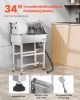 34 Inch Stainless Steel Dog Washing Station, Pet Grooming Tub with Hot & Cold Faucet, Showerhead, Storage Rack, No-Bend All-in-One Bathtub