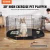Dog Playpen, 8 Pcs 30"H x 24"W Panels Foldable Metal Pet Exercise Pen, Dog Fence Indoor and Outdoor Pen with Door, 600D Oxford Fabric Bottom Pad