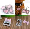 Pet Rectangle Rhinestone Writeable Name Telephone ID Tags for Dogs Cats