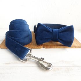 Bow pet collar large and small pet traction collar dog chain (Option: Blue-XS)