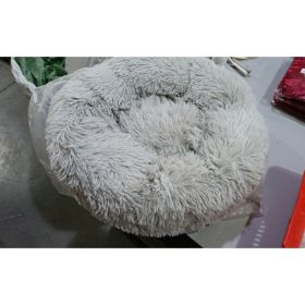 Dog Beds For Small Dogs Round Plush Cat Litter Kennel Pet Nest Mat Puppy Beds (Option: Light gray-60cm)