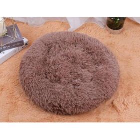 Dog Beds For Small Dogs Round Plush Cat Litter Kennel Pet Nest Mat Puppy Beds (Option: Light brow-60cm)