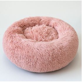 Dog Beds For Small Dogs Round Plush Cat Litter Kennel Pet Nest Mat Puppy Beds (Option: Good Pink-60cm)