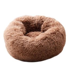 Dog Beds For Small Dogs Round Plush Cat Litter Kennel Pet Nest Mat Puppy Beds (Option: Good Coffee-80cm)
