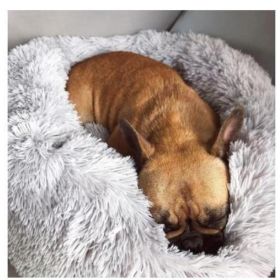 Dog Beds For Small Dogs Round Plush Cat Litter Kennel Pet Nest Mat Puppy Beds (Option: Good Grey-120cm)
