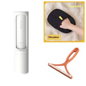 2-1 Reusable Pet Hair Remover Brush Lint Roller Portable Effective Self Cleaning Tool for Cat Dog Fur Hair Dust Removal Brush (Option: White Set)