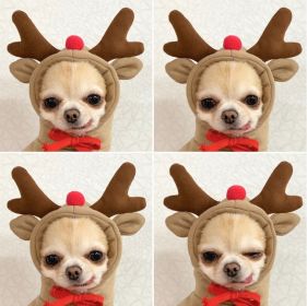 Christmas Dog Winter Warm Clothing Cute Plush Coat Hoodies Pet Costume Jacket For Puppy Cat French Bulldog Chihuahua Small Dog Clothing (Color: Coffee, size: S)